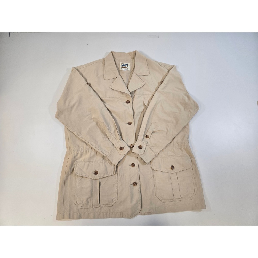 TravelSmith Womens XL Safari Jacket Tan Khaki Utility Field Coat Made in USA